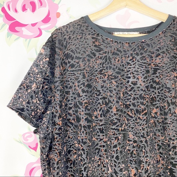 NEW Free People Teddy Cheetah Combo Velvet Short Sleeve Shirt S - Picture 4 of 10